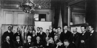 Nobelovy ceny nejsou pro ženy. Na první Solvayově konferenci (1911) byla Marie Curie jako jediná žena. Foto - wikipedie